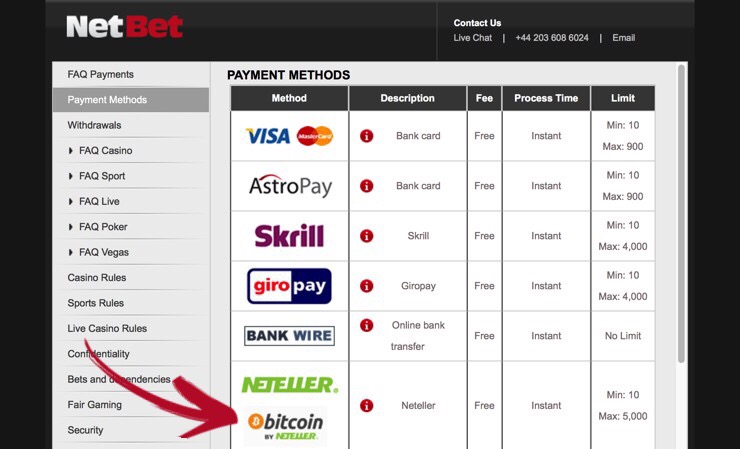 Netbet Bitcoin Screenshot